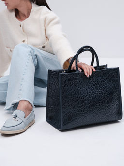 Сумка кожаная шоппер Deboro 30638 синий камень