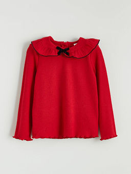 Bisiklet Yaka Dokulu K?z ?ocuk Ti??rt