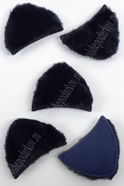Патч меховой "Ушки" 6,5*5 см (10 шт) SF-3164, темно-синий