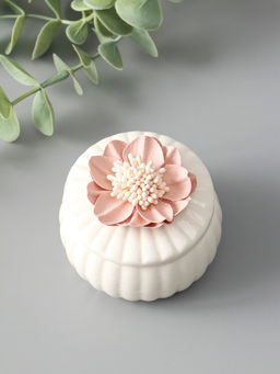 Шкатулка для украшений «Розовый цветок», с крышкой, белая, керамика, 7×7×6.5 см