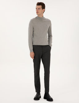 Siyah Slim Fit Kanvas Pantolon