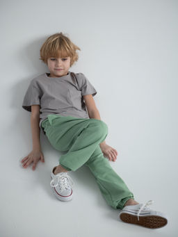 Джоггеры детские трикотажные 2х нитка петельный, серый - Lesi kids фото 9