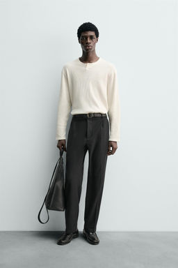 WAFFLE-KNIT HENLEY T-SHIRT