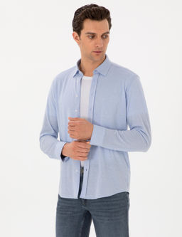 A__k Mavi Slim Fit Uzun Kollu G_mlek