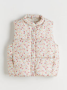 Dik Yaka ?i?ekli K?z ?ocuk ?i?me Yelek