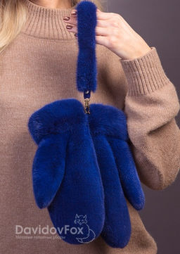 Варежки норка индиго