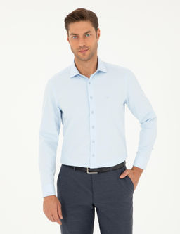 Рубашка Pierre Cardin Slim Fit светло-голубая с длинным рукавом