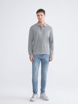 Polo Yaka Uzun Kollu Erkek Sweatshirt