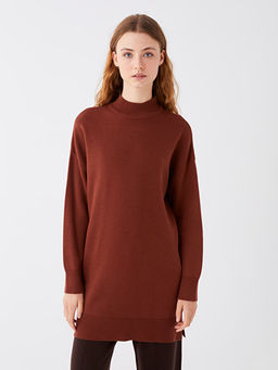 Yar?m Bal?k?? Yaka Oversize Kad?n Triko Tunik