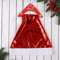 Колпак новогодний Солнечная голография 28х36 см, красный - Зимнее волшебство фото 4