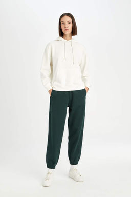 Базовые спортивные штаны для бега из плотной ткани стандартного размера с эластичным поясом и карманами - Defacto фото 2