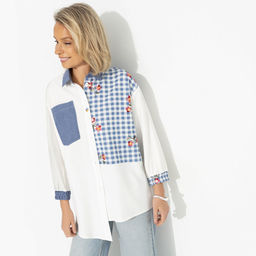 Рубашка комбинированная, Жемчужина образа (white) - Charutti фото 10