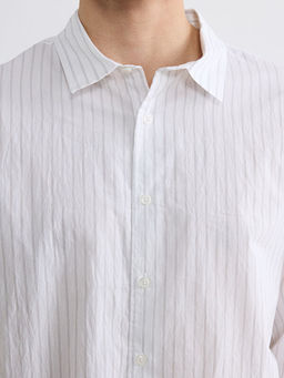 Regular Fit ?izgili Poplin Erkek G?mlek