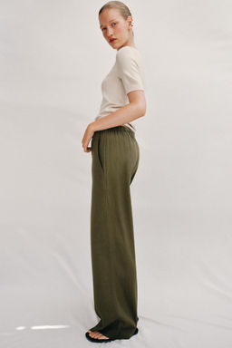 PANTAL?N RECTO CON LINO / Khaki - Zara фото 4