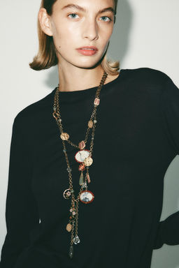 PACK OF 2 RESIN CHARM LINK NECKLACES