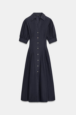 VESTIDO MIDI POPEL?N MANGA ABULLONADA / Marino - Zara фото 8