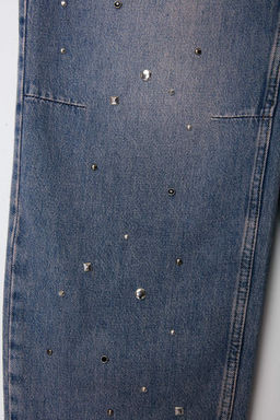 Limited Edition Mavi DOKUMLU Tas Detayl? Yuksek Bel Baggy Jeans TWOSS26JE00243 - Trendyolmilla фото 7