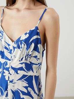 V Yaka ?i?ekli Elbise