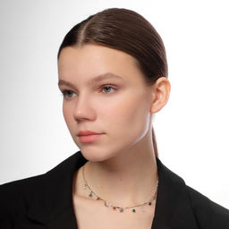 Чокер Полумесяц фазы луны, цветной в серебре, 35 см - Queen fair фото 5