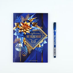 Подарочный набор новогодний, ежедневник А5, 80 листов, ручка синяя паста «Чудесных мгновений»