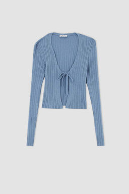 Кардиган приталенного кроя с V-образным вырезом - Defacto фото 5