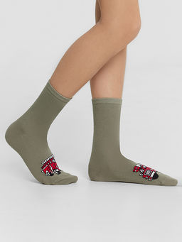 Цена за 5 пар! Носки детские оливковые с рисунком пожарной машины - Mark formelle фото 2