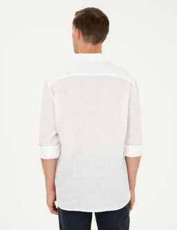 Beyaz Regular Fit %100 Keten G_mlek