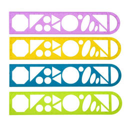 Цена за 12 шт. Линейка трафарет - транспортир, 3 в 1, 20 см, тонированная, флуоресцентная, МИКС - Calligrata фото 5