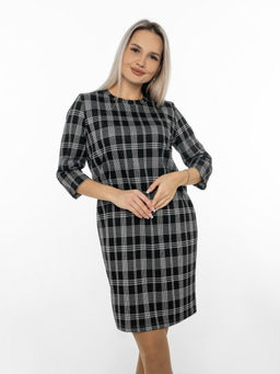 Платье женское П-176 (жаккард принт) Тёмно-серая ёлочка