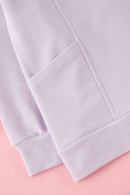 Lila K?z Cocuk Cicek Desenli Pamuklu Polo Yaka Orme Sweatshirt TKDAW25SW00027 - Trendyolmilla фото 2