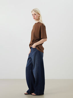 Bisiklet Yaka Nak??l? Oversize Kad?n Ti??rt