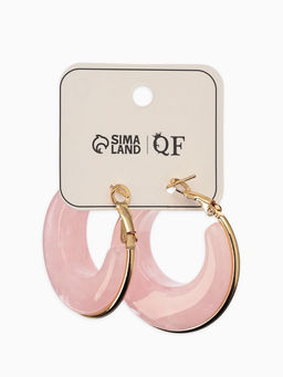 Серьги-кольца акрил «Тренд», розовые в золоте