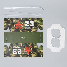 Цена за 5 шт. Коробка для капкейка, кондитерская упаковка, 2 ячейки, 23 февраля, 16?8?10 см