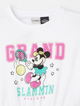 Bisiklet Yaka Minnie Mouse Bask?l? K?sa Kollu K?z ?ocuk Crop Ti??rt - Waikiki фото 3