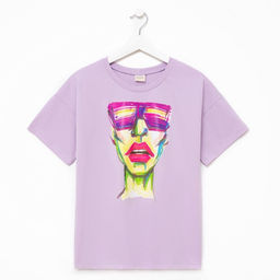 Футболка женская MINAKU Girl, лиловая, размер 42