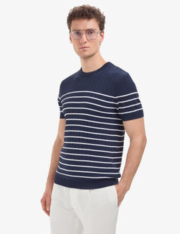 Lacivert Slim Fit Bisiklet Yaka Triko Ti__rt