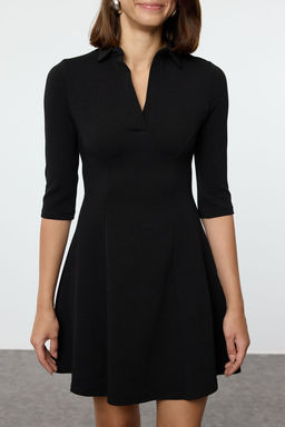 TRENDYOLMILLA K?rm?z? Polo Yaka Skater/Belden Ac?lan Mini Orme Elbise TWOAW25EL00499  фото 3