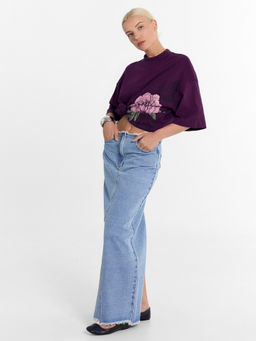 Футболка женская фиолетовая с цветком инжир +печать 112874 - Mark formelle фото 4