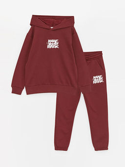 Rahat Kal?p Bask?l? Erkek ?ocuk Hoodie ve E?ofman Alt?