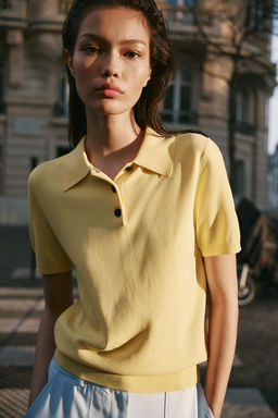 SHORT SLEEVE KNIT POLO TOP - Zara фото 20