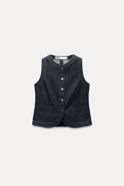 FITTED DENIM WAISTCOAT Z1975 - Zara фото 5