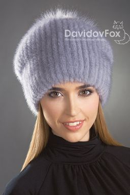 Шапка Буратино норка сапфир