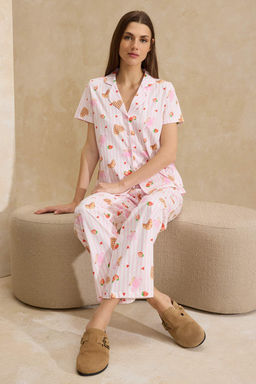 Pembe-Cok Renkli %100 Pamuk Eglence Desenli Orme Pijama Tak?m? THMSS26PT00008 - Trendyolmilla фото 2