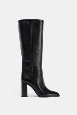 LEATHER HIGH-HEEL KNEE-HIGH BOOTS