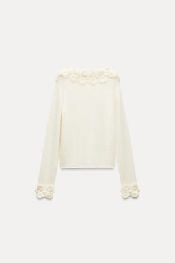 ALPACA AND WOOL BLEND SWEATER WITH FLOWERS - Zara фото 5