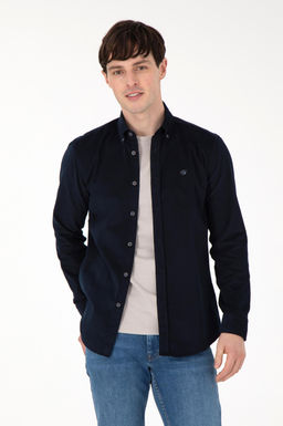 Мужская темно-синяя рубашка с длинным рукавом Неожиданная скидка в корзине