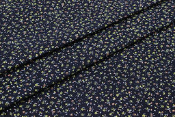 Микровельвет Маленькие лютики на чернильном, ш.1.1м, хлопок-100%, 130гр/м.кв - Купава фото 5