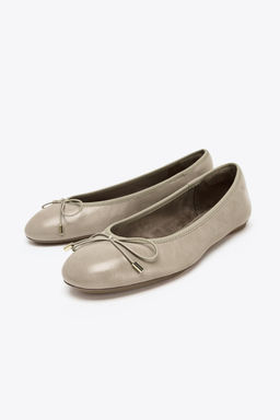 LEATHER BOW BALLET FLATS - Zara фото 4