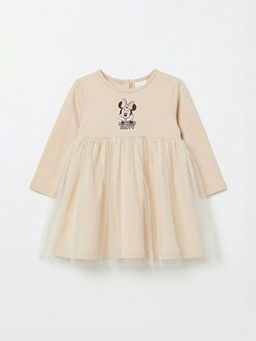 Minnie Mouse Bask?l? K?z Bebek T?ll? Elbise