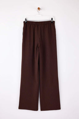 Kahverengi Stoperli Cizgili Straight/Duz Kesim Beli Lastikli Pantolon TWOSS26PL00021 - Trendyolmilla фото 2